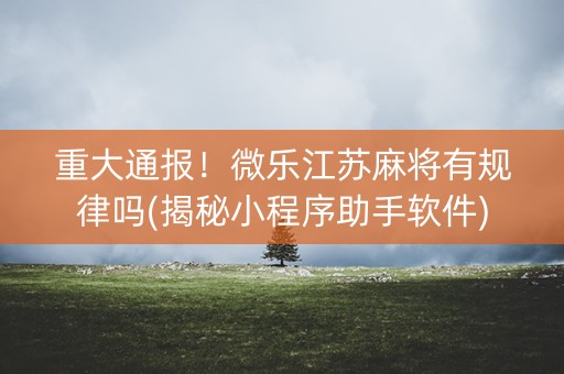 重大通报！微乐江苏麻将有规律吗(揭秘小程序助手软件)
