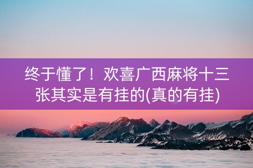 终于懂了！欢喜广西麻将十三张其实是有挂的(真的有挂)