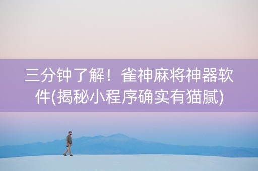 三分钟了解！雀神麻将神器软件(揭秘小程序确实有猫腻)