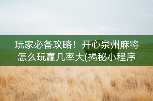 玩家必备攻略！开心泉州麻将怎么玩赢几率大(揭秘小程序助攻神器)