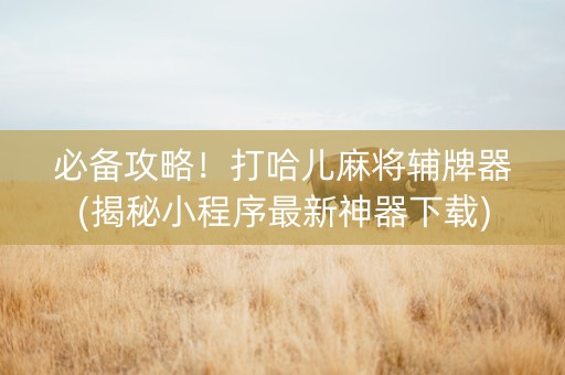 必备攻略！打哈儿麻将辅牌器(揭秘小程序最新神器下载)