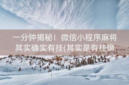 一分钟揭秘！微信小程序麻将其实确实有挂(其实是有挂确实有挂)