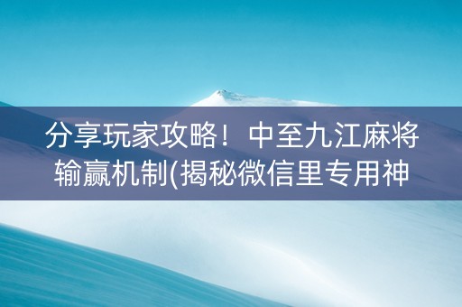 分享玩家攻略！中至九江麻将输赢机制(揭秘微信里专用神器)