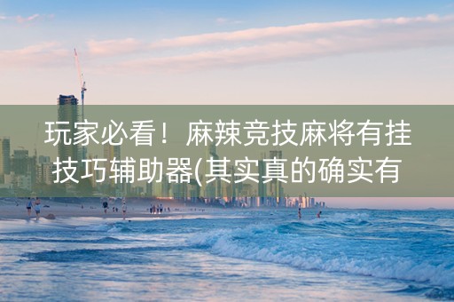 玩家必看！麻辣竞技麻将有挂技巧辅助器(其实真的确实有挂)