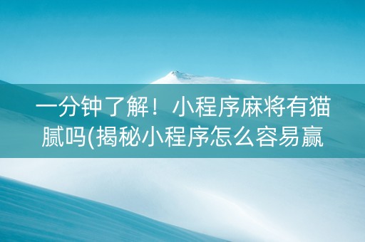 一分钟了解！小程序麻将有猫腻吗(揭秘小程序怎么容易赢)
