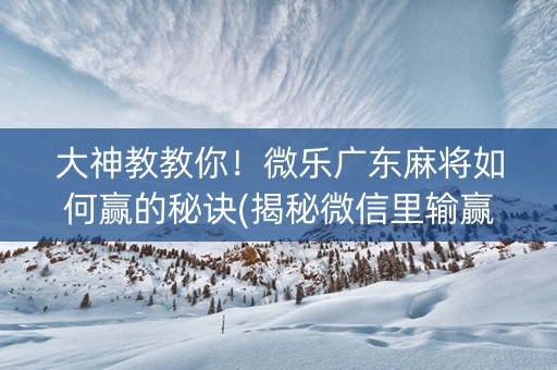大神教教你！微乐广东麻将如何赢的秘诀(揭秘微信里输赢规律)