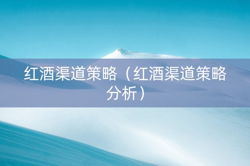 红酒渠道策略（红酒渠道策略分析）