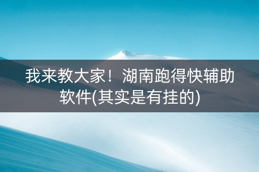 我来教大家！湖南跑得快辅助软件(其实是有挂的)