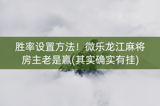 胜率设置方法！微乐龙江麻将房主老是赢(其实确实有挂)