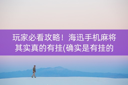 玩家必看攻略！海迅手机麻将其实真的有挂(确实是有挂的)
