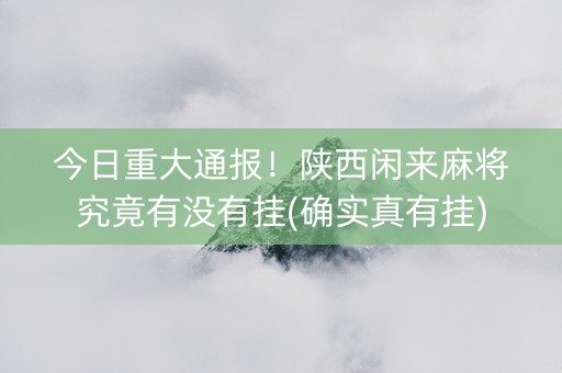 今日重大通报！陕西闲来麻将究竟有没有挂(确实真有挂)