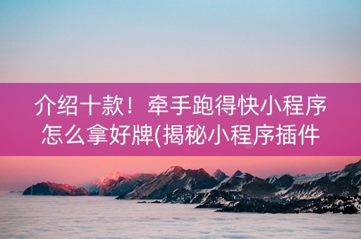 介绍十款！牵手跑得快小程序怎么拿好牌(揭秘小程序插件免费)
