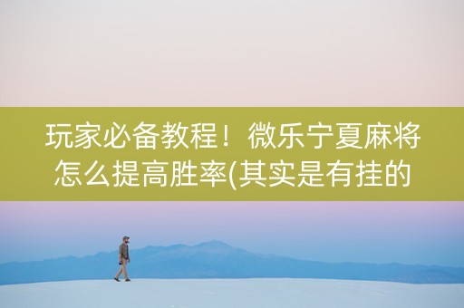 玩家必备教程！微乐宁夏麻将怎么提高胜率(其实是有挂的)