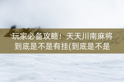 玩家必备攻略！天天川南麻将到底是不是有挂(到底是不是有挂)