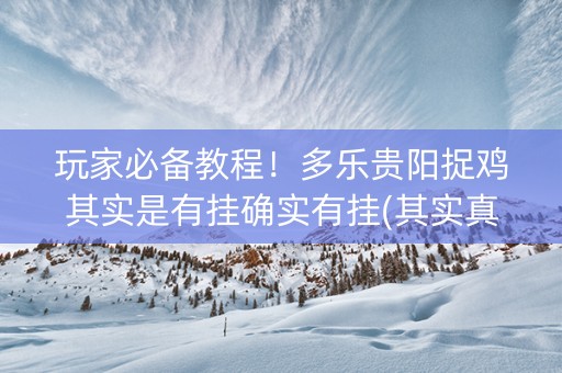 玩家必备教程！多乐贵阳捉鸡其实是有挂确实有挂(其实真的确实有挂)
