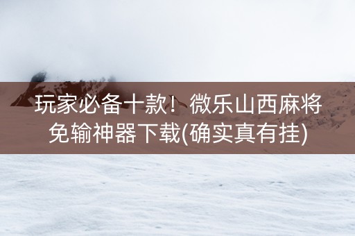 玩家必备十款！微乐山西麻将免输神器下载(确实真有挂)