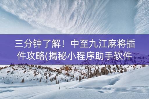 三分钟了解！中至九江麻将插件攻略(揭秘小程序助手软件)