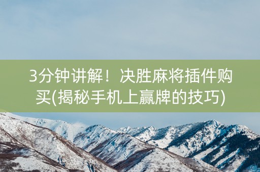 3分钟讲解！决胜麻将插件购买(揭秘手机上赢牌的技巧)