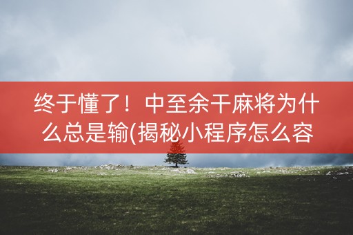 终于懂了！中至余干麻将为什么总是输(揭秘小程序怎么容易赢)
