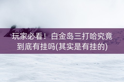 玩家必看！白金岛三打哈究竟到底有挂吗(其实是有挂的)