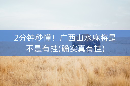 2分钟秒懂！广西山水麻将是不是有挂(确实真有挂)