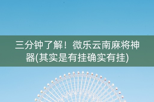 三分钟了解！微乐云南麻将神器(其实是有挂确实有挂)