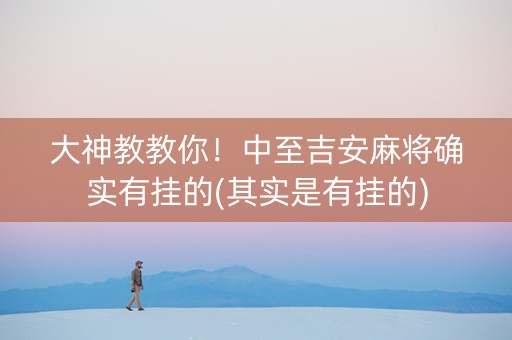 大神教教你！中至吉安麻将确实有挂的(其实是有挂的)