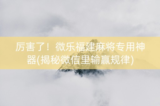 厉害了！微乐福建麻将专用神器(揭秘微信里输赢规律)