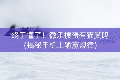 终于懂了！微乐掼蛋有猫腻吗(揭秘手机上输赢规律)