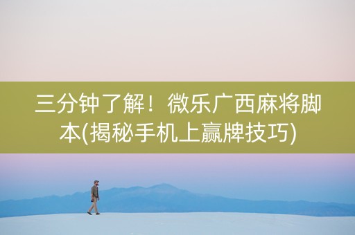 三分钟了解！微乐广西麻将脚本(揭秘手机上赢牌技巧)
