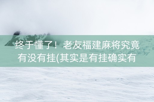 终于懂了！老友福建麻将究竟有没有挂(其实是有挂确实有挂)