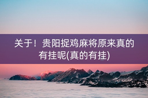 关于！贵阳捉鸡麻将原来真的有挂呢(真的有挂)