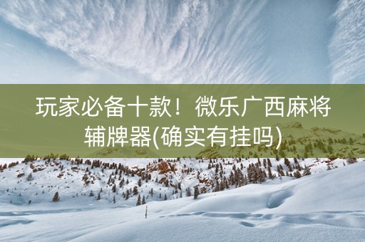玩家必备十款！微乐广西麻将辅牌器(确实有挂吗)