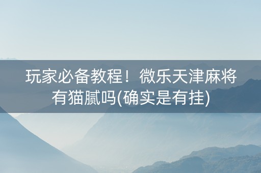 玩家必备教程！微乐天津麻将有猫腻吗(确实是有挂)