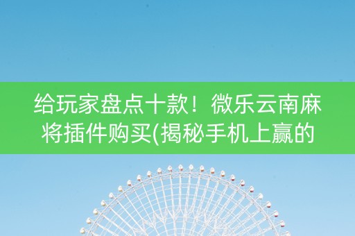 给玩家盘点十款！微乐云南麻将插件购买(揭秘手机上赢的秘诀)