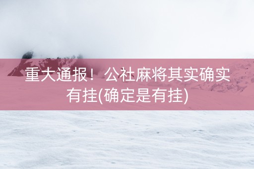 重大通报！公社麻将其实确实有挂(确定是有挂)