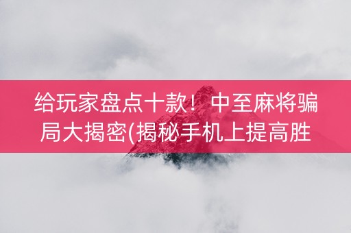 给玩家盘点十款！中至麻将骗局大揭密(揭秘手机上提高胜率)