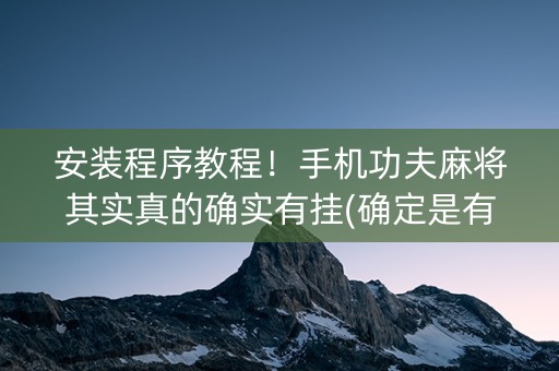 安装程序教程！手机功夫麻将其实真的确实有挂(确定是有挂)