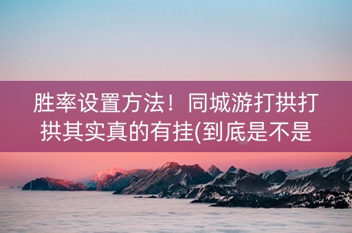 胜率设置方法！同城游打拱打拱其实真的有挂(到底是不是有挂)