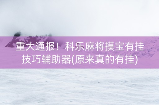 重大通报！科乐麻将摸宝有挂技巧辅助器(原来真的有挂)