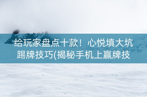 给玩家盘点十款！心悦填大坑踢牌技巧(揭秘手机上赢牌技巧)