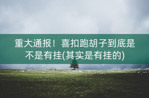 重大通报！喜扣跑胡子到底是不是有挂(其实是有挂的)