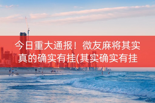 今日重大通报！微友麻将其实真的确实有挂(其实确实有挂)