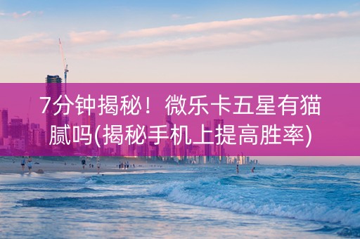 7分钟揭秘！微乐卡五星有猫腻吗(揭秘手机上提高胜率)