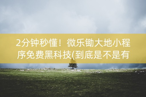 2分钟秒懂！微乐锄大地小程序免费黑科技(到底是不是有挂)
