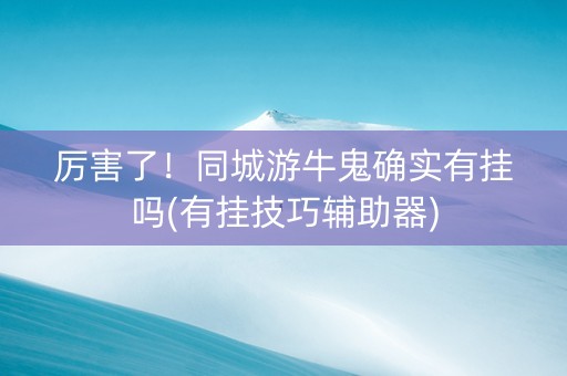 厉害了！同城游牛鬼确实有挂吗(有挂技巧辅助器)