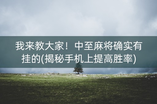 我来教大家！中至麻将确实有挂的(揭秘手机上提高胜率)