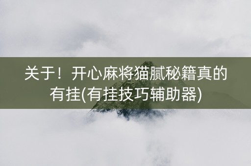 关于！开心麻将猫腻秘籍真的有挂(有挂技巧辅助器)