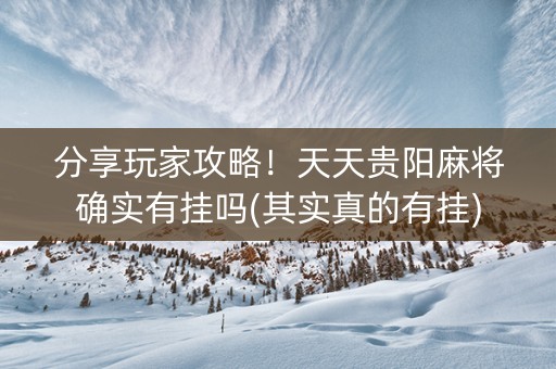 分享玩家攻略！天天贵阳麻将确实有挂吗(其实真的有挂)