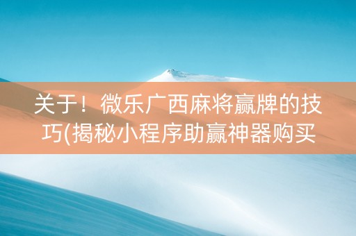 关于！微乐广西麻将赢牌的技巧(揭秘小程序助赢神器购买)